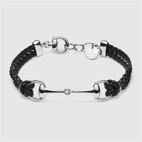 gucci black leather bracelet with horsebit|gucci horsebit bracelet silver.